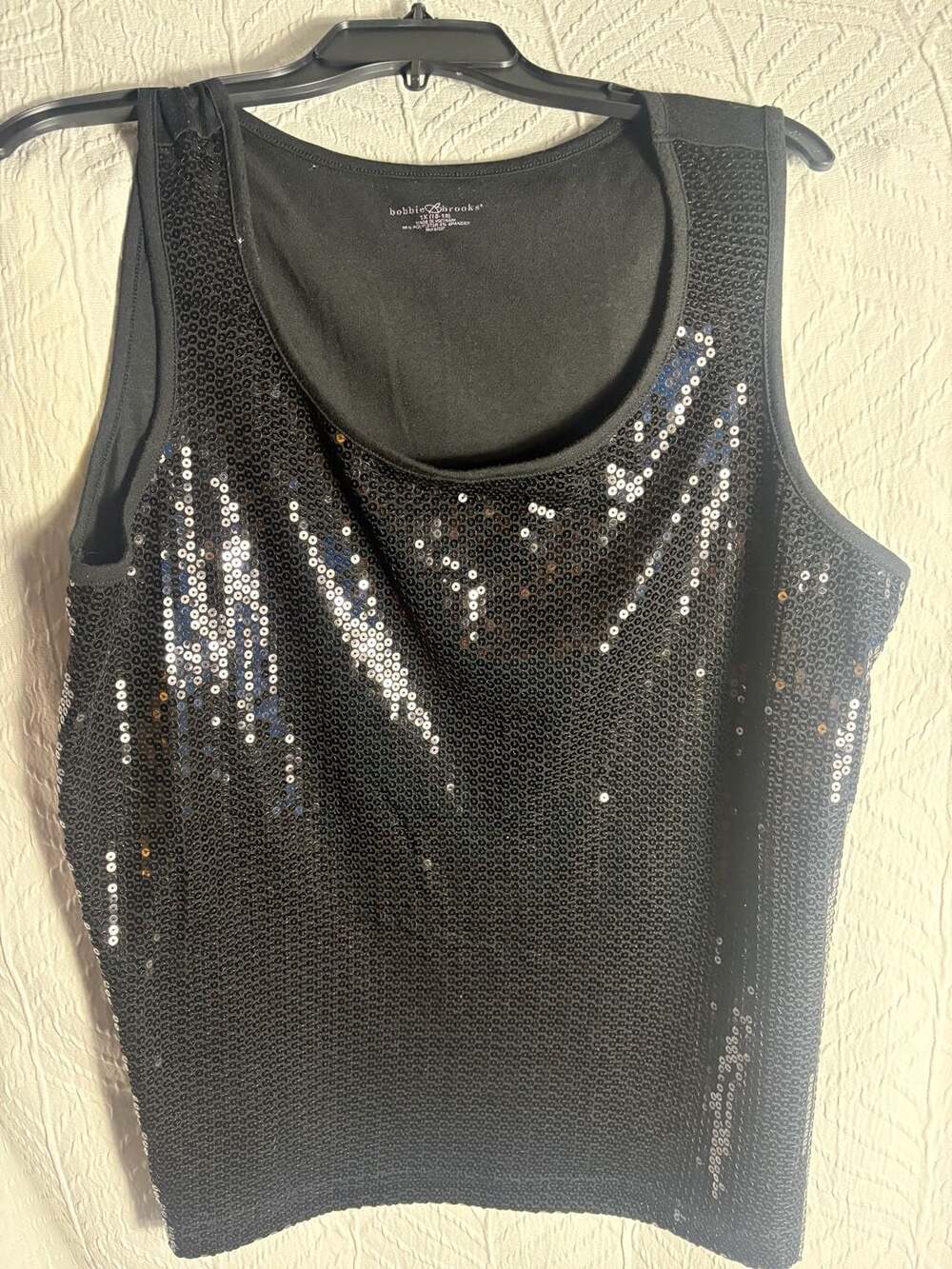 Bobbie Brooks Black Sequined Tank Top Size 1X (16-18)